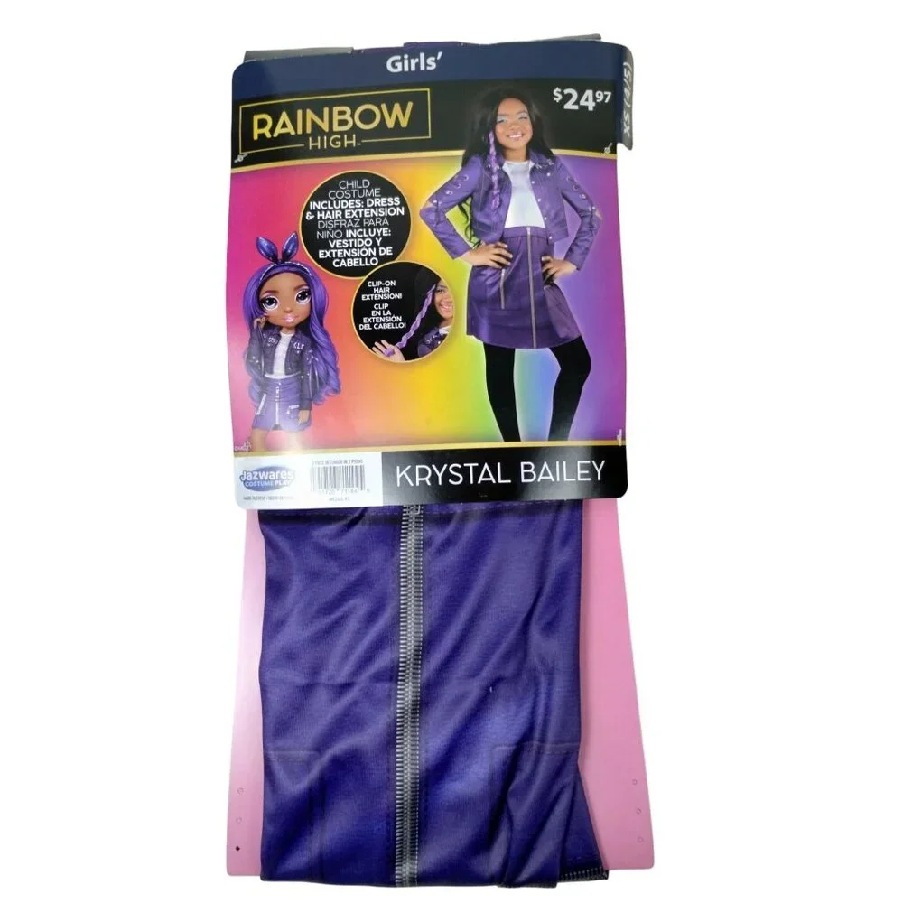 Girls XS Rainbow High Krystal Bailey Costume Set